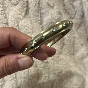 Sequin Gold Bangle Bracelet with Rhinestones